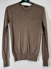 All Saints Jumper Men Medium Brown Merino Wool Ramskull Logo Lightweight Sweater