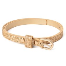 Kids Ultra-Skinny Sparkly Belt, Ages 4-7 Years and 8-14 M/L 8-14YR Gold