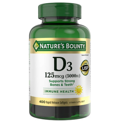 Nature's Bounty Vitamin D3 125mcg 5000iu 400 Gels Strong Bones/Teeth