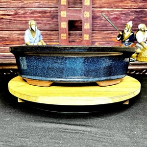 Beautiful large oval high glaze midnight blue