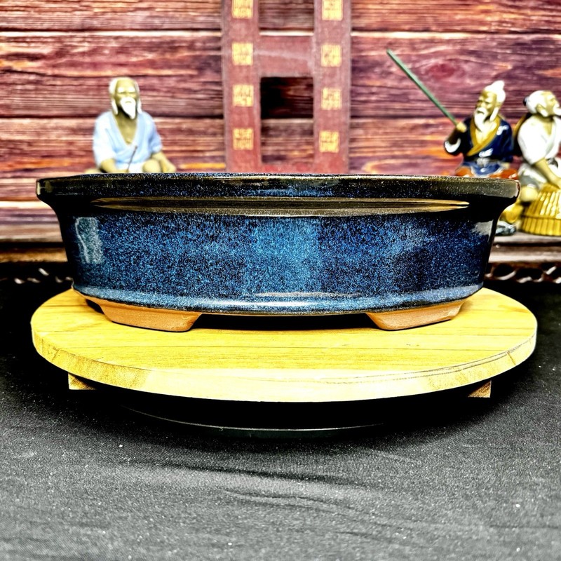 Beautiful large oval high glaze midnight blue