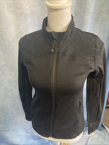 Ivivva by Lululemon Perfect Your Practice Jacket Black Floral Embossed Size 14