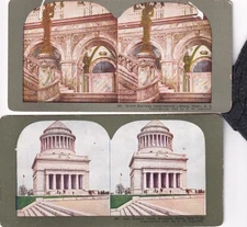 Stereoview Cards -T.W. Ingersold Color, (2) Grants Tomb Grand Stairway Congress