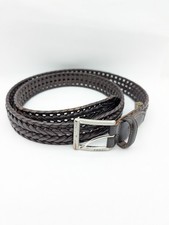 Vtg Fossil Brown Braided Leather Belt Size 40 Silver Buckle VIEW FLAWS
