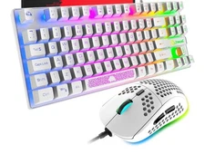 Wired USB Gaming Keyboard/Mouse Mousepad Set 88 Keys Rainbow Backlit for Gaming