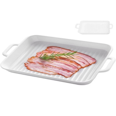 Microwave Bacon Cooker, Upgraded Large Microwave Bacon Tray - White Square Ba...