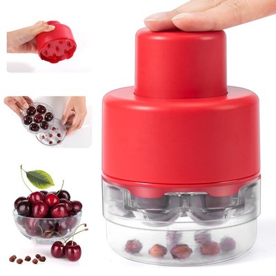 SCHVUBENR 7-IN-1 Large Cherry Pitter Tool - Portable Multiple, Red 