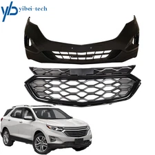 Plastic Front Bumper Cover+Front Bumper Grille Mesh For 18 19 Chevy Equinox