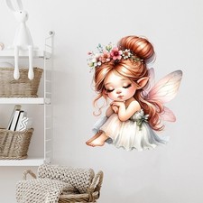 Butterfly Girl Wall Stickers Flower Fairy Wall Decal Cute Baby Room Decor Gir...