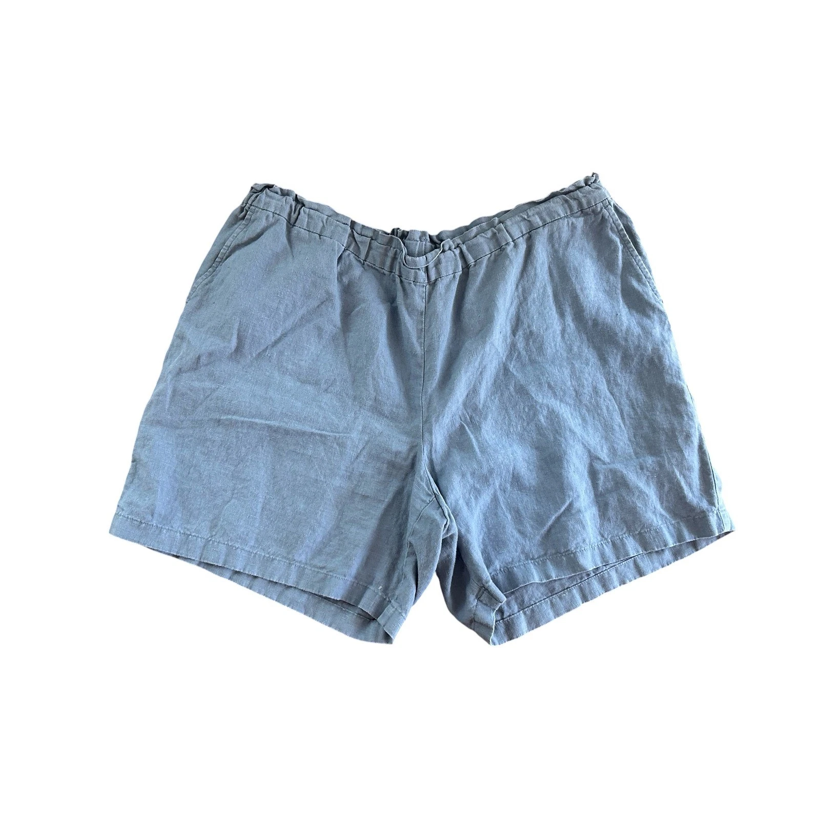 Pure Jill J. Jill Womens Blue Gray 100% Linen Elastic Waist Shorts Size XL