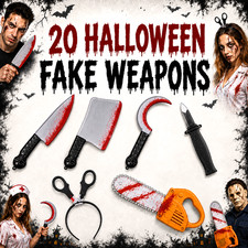 HALLOWEEN FAKE WEAPON PROPS X 20   Knife Chainsaw Fancy Dress Party Horror