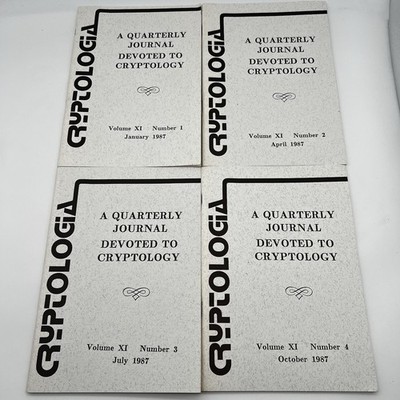 Cryptologia Journal, Vol. 11 XI 1987, Number 1-4 all 4 issues Cryptology Ciphers