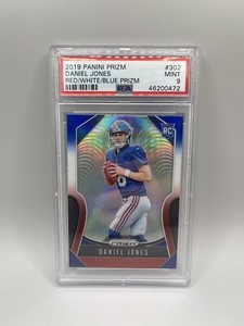 Daniel Jones 2019 Prizm #302 Red White Blue RWB Rookie PSA 9 Mint Giants