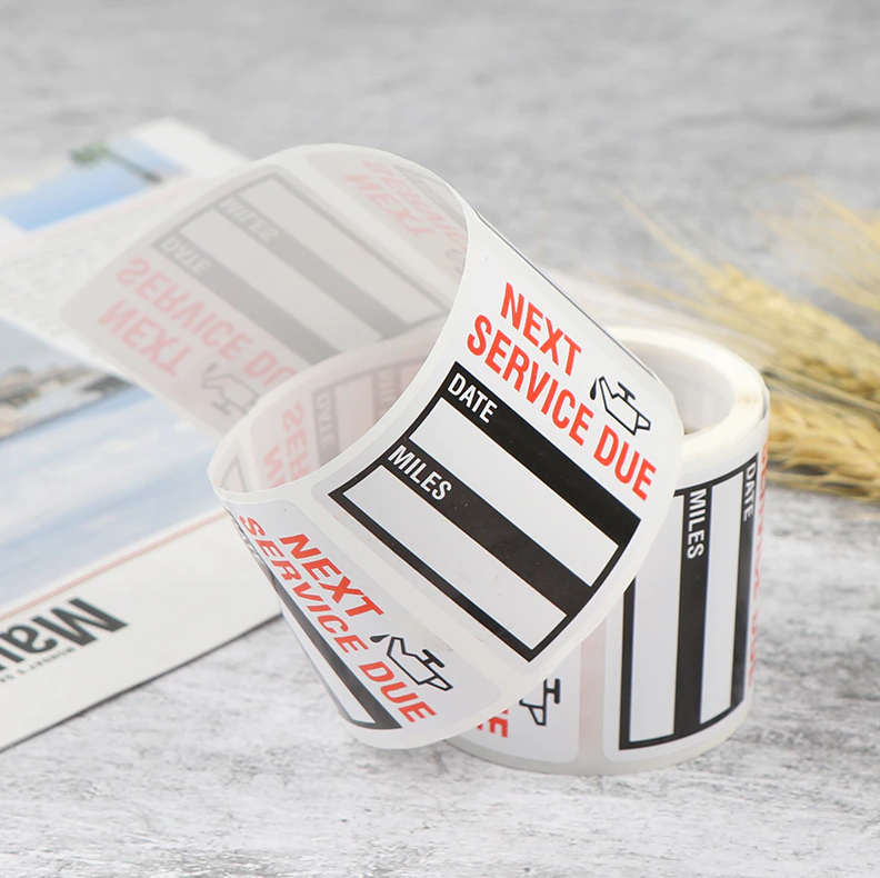 Oil Change Stickers 250 Pcs Per Roll-Service Reminder Stickers-2 Inches X 2 Inches Premium Clear Stock-Windshield-Checkered Flag- Peel & Write And Stick With No Residue Car Sticker - Foto 11