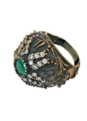 harem al sultan kreierte Smaragd und Topas auf Kupfer und 925 Sterling Silber.