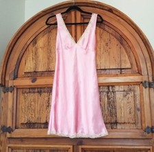 Vintage Victorias Secret Dream Angels Sleep Slip Chemise Dress Lace Trim Satin