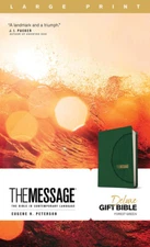 The Message Deluxe Gift Bible, Large Print (Leather-Look, Green): The Bible...