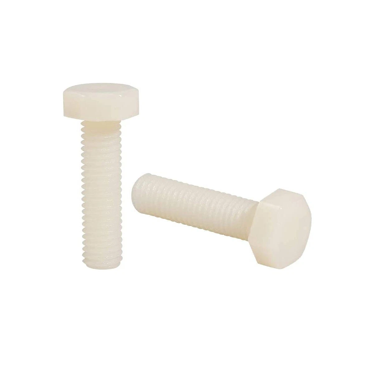 100x M6X15mm Nylon Plastic Bolts Hexagon Head Fully Threaded