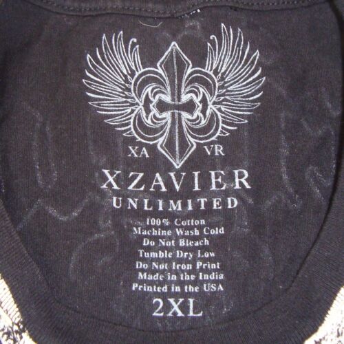 XAVR Xzavier 'Retribution' Black Metallic Y2K Streetwear Shirt Men's Size USA - Picture 2 of 7