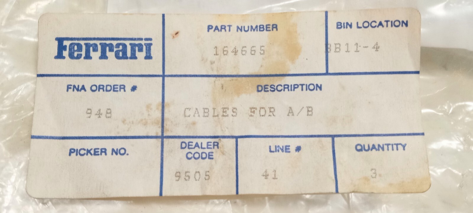 Ferrari 550 Wiring Harness_164665_Wire Cable Loom_Maranello_NEW_GENUINE
