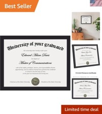 Stylish 8.5x11 Picture Frame for Documents and Certificates - Black Matte Finish