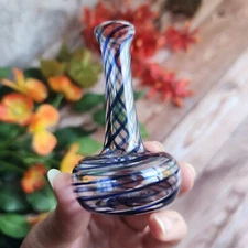 Vintage Milton Townsend Signed Art Glass Blue Swirl Perfume Bottle  No Stopper