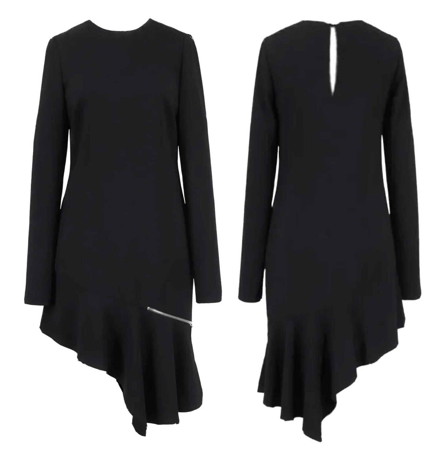 Abito lungo sleve Saint Laurent ️ Asimmetrico con cerniera con foro chiave taglia 46F US14