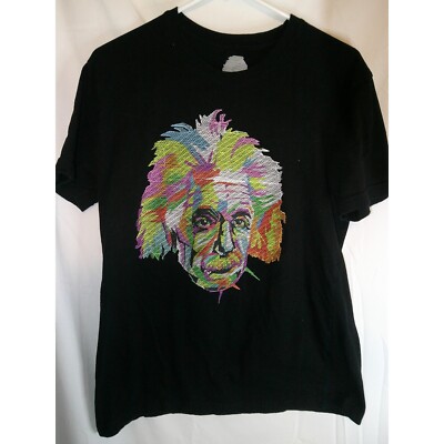 Bioworld Albert Einstein Graphic T-Shirt Colorful Portrait Black Mens M