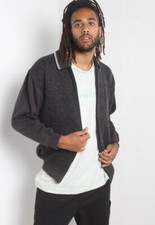 Vintage 90er Strick Bomber Jacke blau - Grö�...
