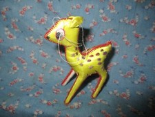 Christmas Ornament Yellow Deer Brown Spots 3 1/2 Inch High