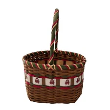 Country Handwoven Christmas Themed Basket Snowman Twisted Handle Farmhouse a