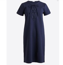 J. Crew Dress Knit Short Sleeve Lace Up Front Cotton Stretch Knee Length Medium