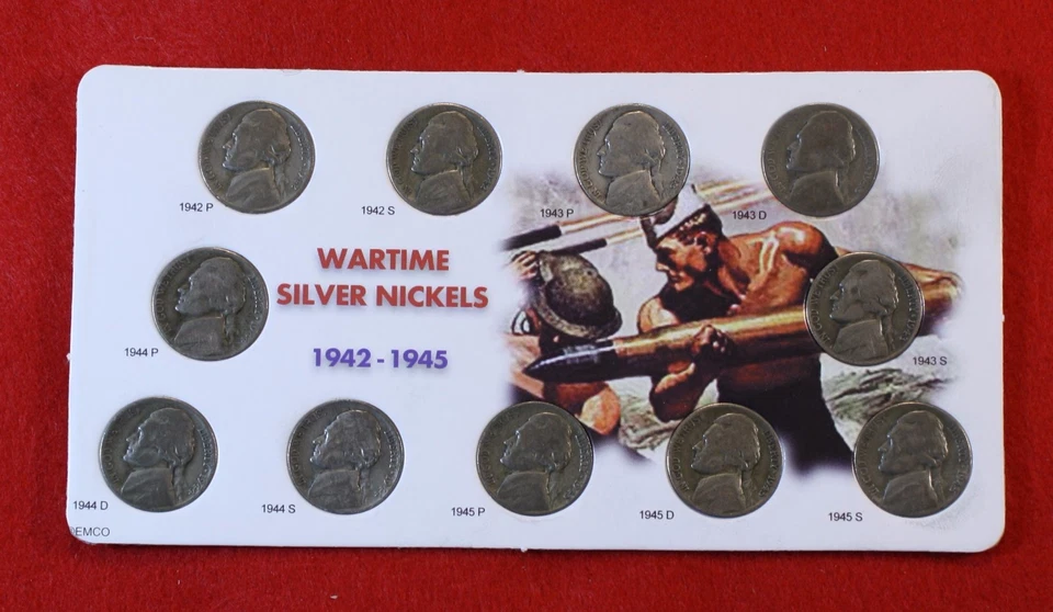 1942 1943 1944 1945 PDS Jefferson G-F War Nickels 11 Coins 35% Silver set - Image 3 of 4