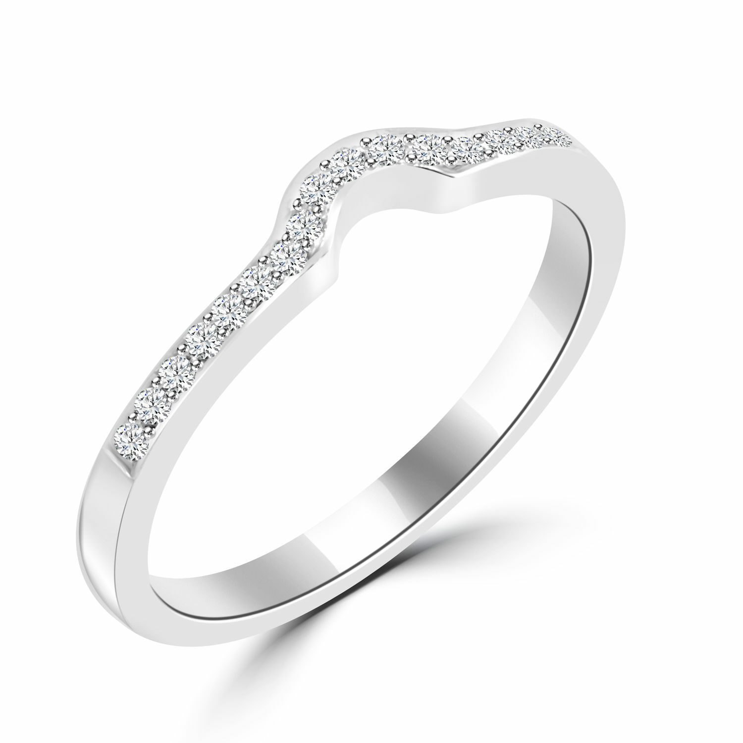1/4 Carat Diamond Wedding Band in 14K White Gold F/SI Free Shipping-image