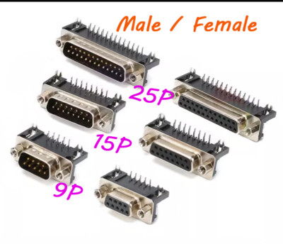 9 15 25 Pin D-Sub Buchse PCB Platinenmontage Lötstift Stecker RS232 Seriell VGA