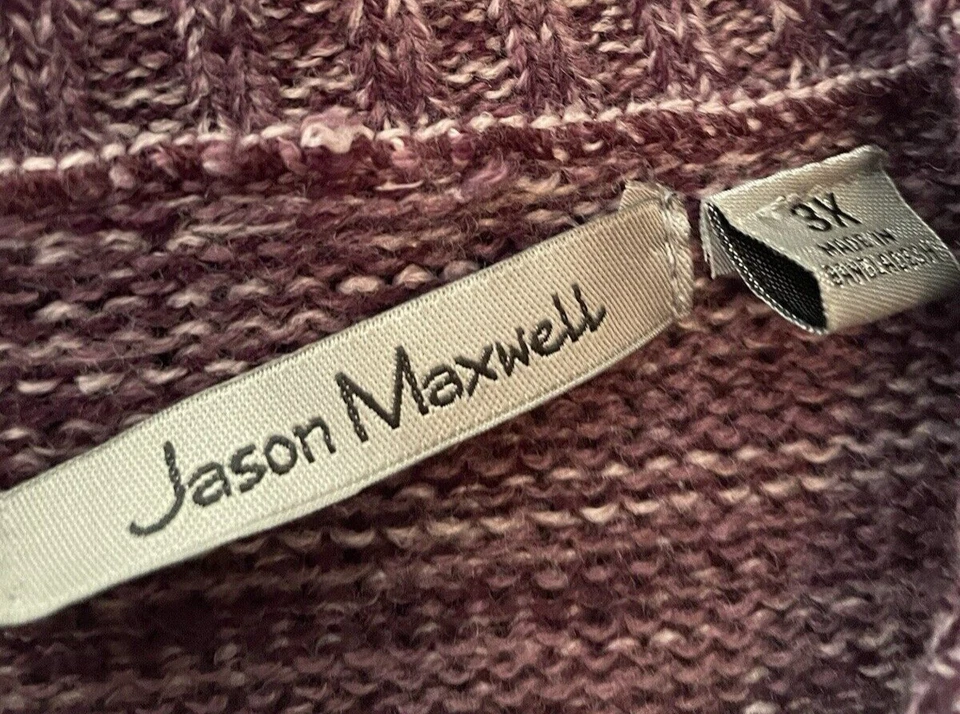 Suéter Jason Maxwell Mujer Talla 3X Púrpura Manga 3/4 Pullover Cuello Plegable Foto 4 de 4