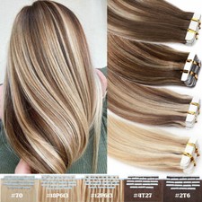Thick 200G Tape In 100 Remy Human Hair Extensions Skin Weft Full Head 10-60PCS