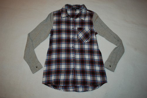 Flannel Shirt BLUE BLACK ORANGE PLAID 