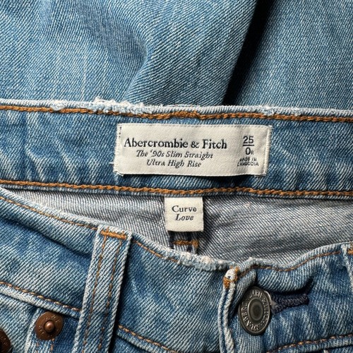 Abercrombie & Fitch Jeans Women's Size 25 Blue 90s Slim Straight Ultra High Rise - Picture 2 of 8
