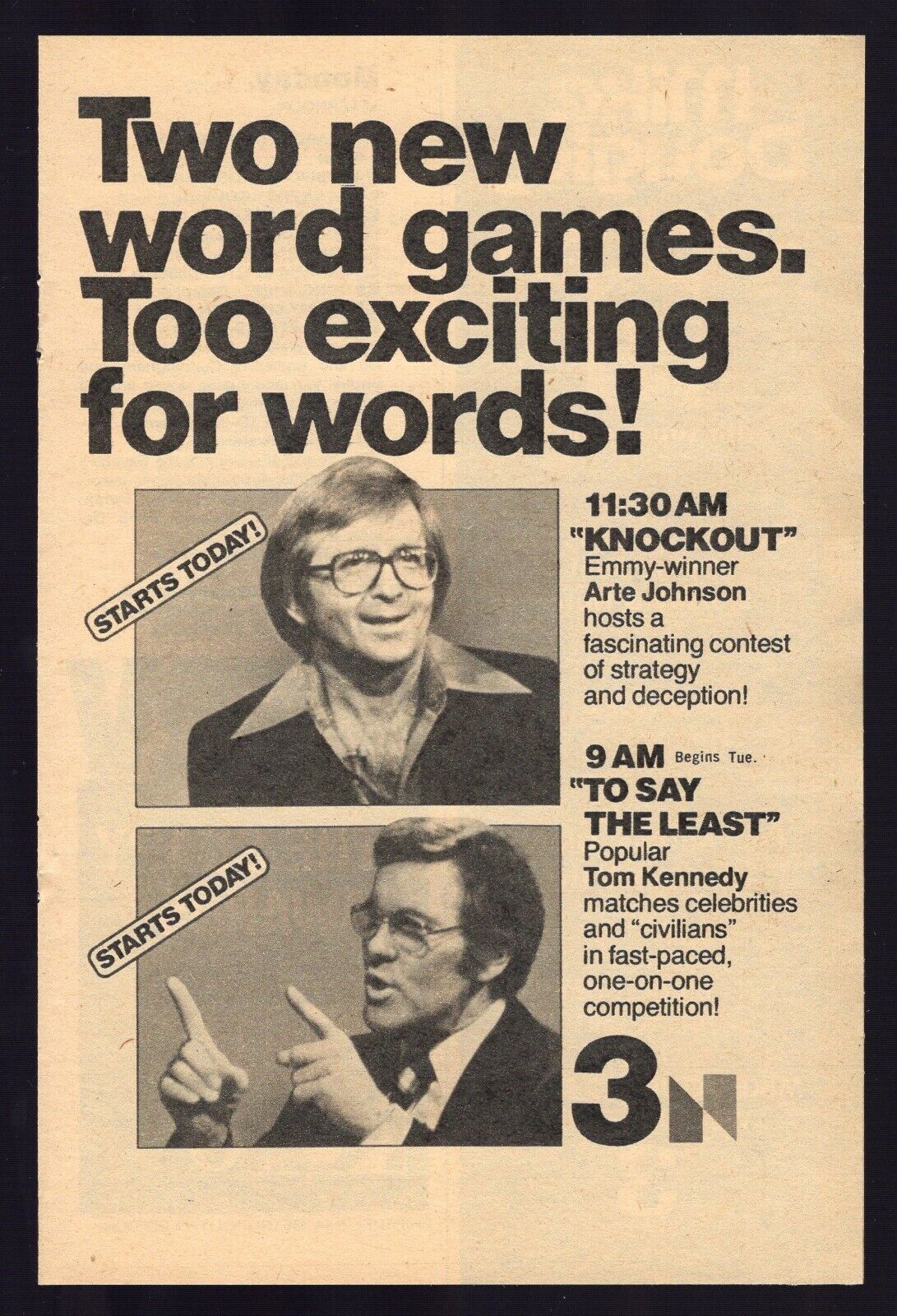 TV AD NEW WORD GAME SHOWS KNOCKOUT & TO SAY THE LEAST Tom Kennedy Arte  Johnson | eBay