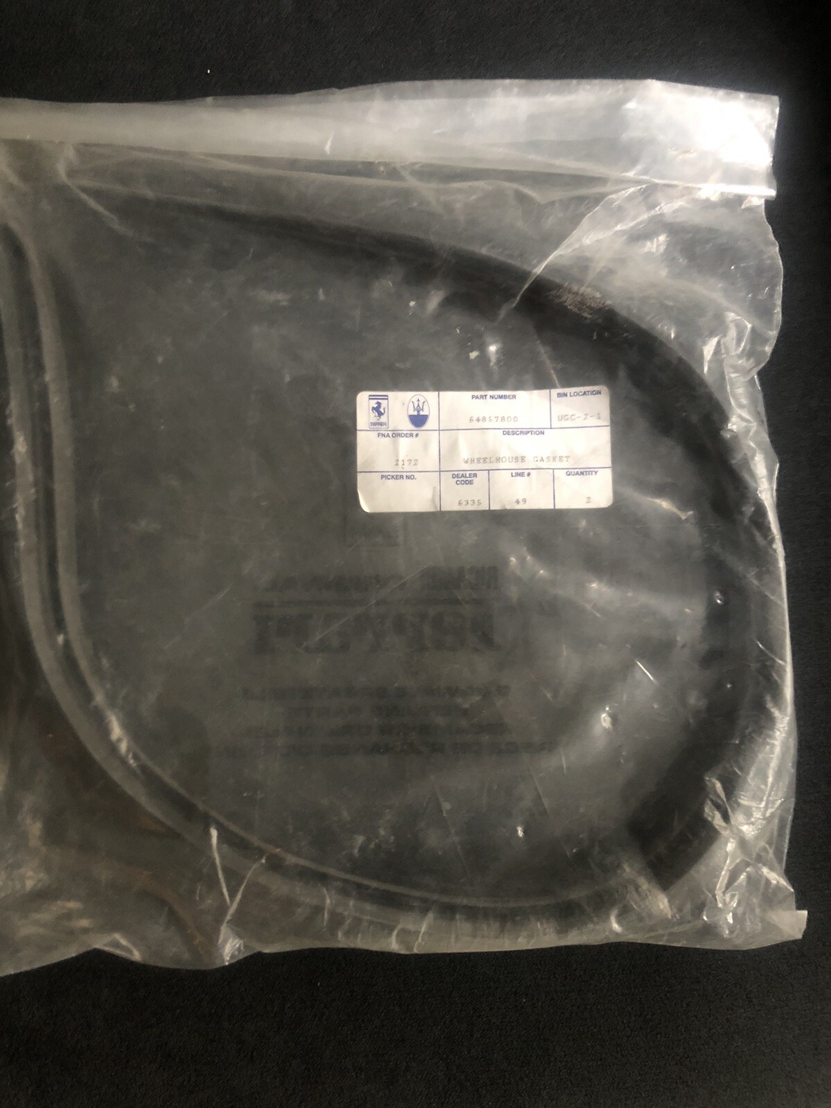 Ferrari 360 Modena Spider Challenge Wheelhouse External Gasket 64857800 NEW OEM