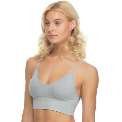 Felina Seamless T-Back Bralette 2 Pack Wireless Comfort Size Medium Black & Gray