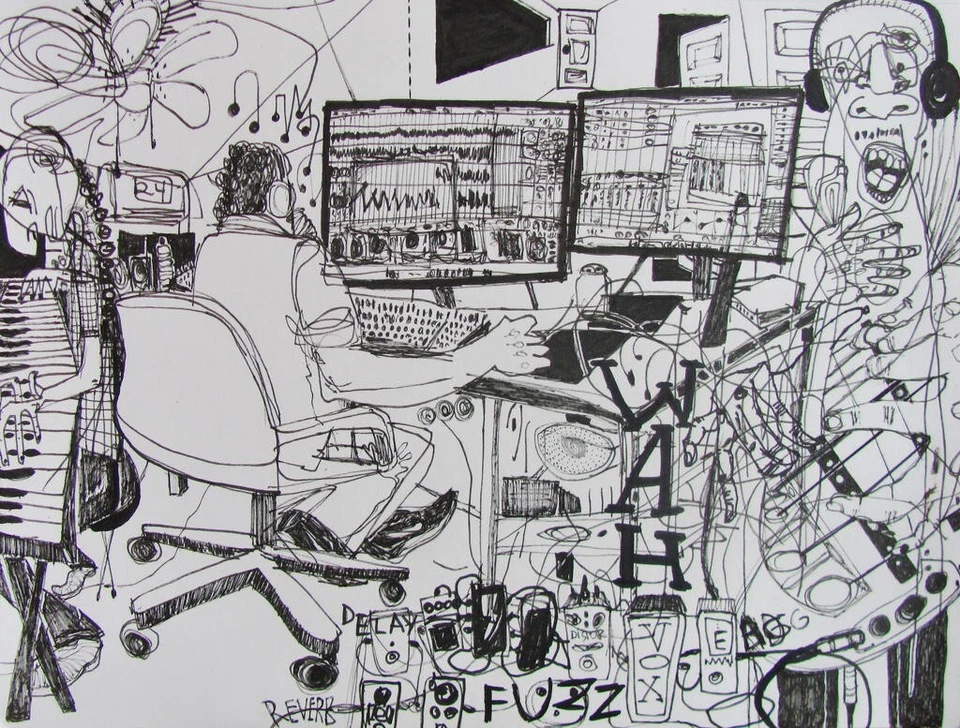 Gerardo GOMEZ El Salvador encre sur papier ink on paper contreseing 23/30.5 cm - Photo 1/1