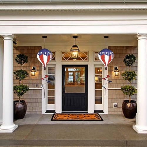 2 Pcs American Flag Deluxe Hot Air Balloon Patriotic Everyday Wind Twister 52" L - 第 6/6 張圖片