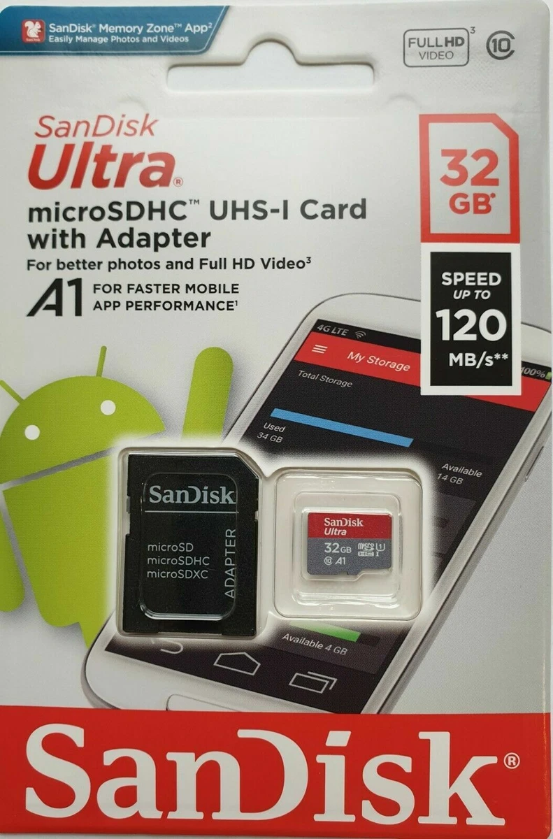 Carte Mémoire microSDXC SanDisk Ultra 64 Go Classe 10 pour Android