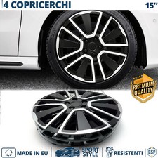 4 Copricerchi per Lancia K 15'' Coppette con 15 Razze Silver Nere MADE EU