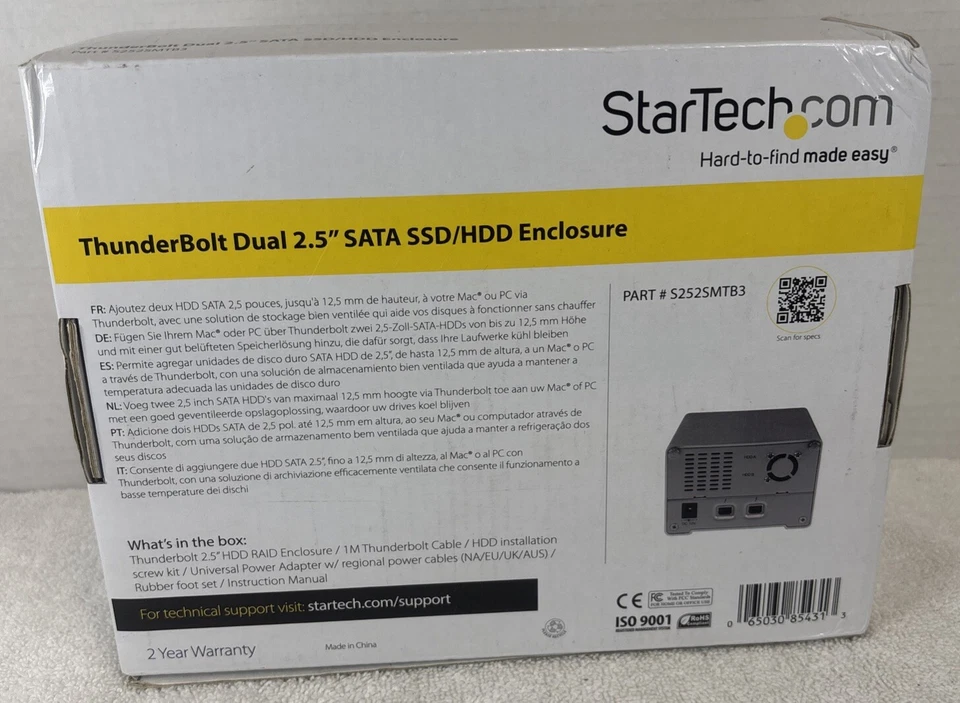 Startech ThunderBolt Dual 2.5in SATA SSD/HDD Enclosure Up To 12.5mm In Height - Image 2 of 4