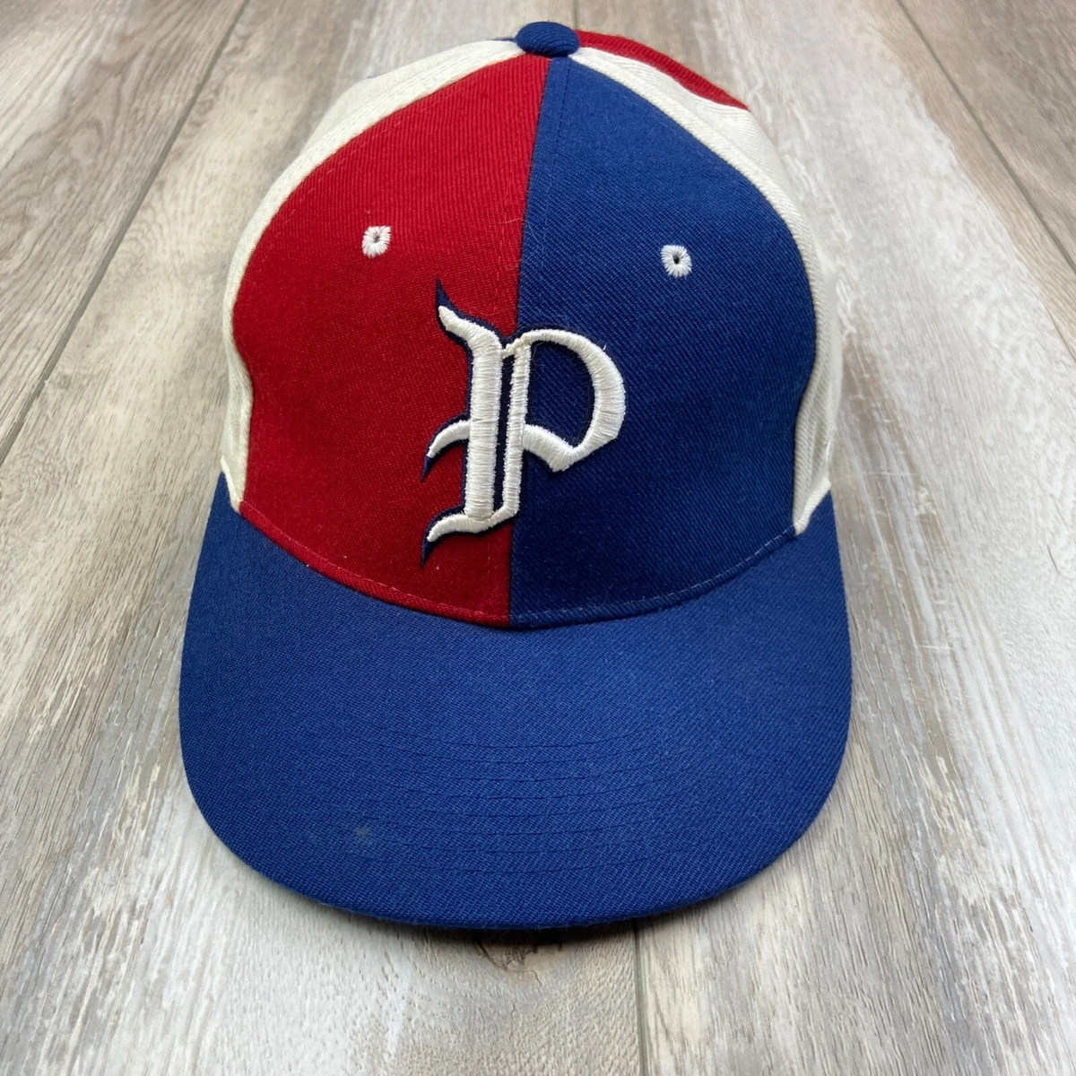 VINTAGE Zephyr Philly Hat Red Blue White Mens 7 /12 Baseball Wool Blend  Fitted *