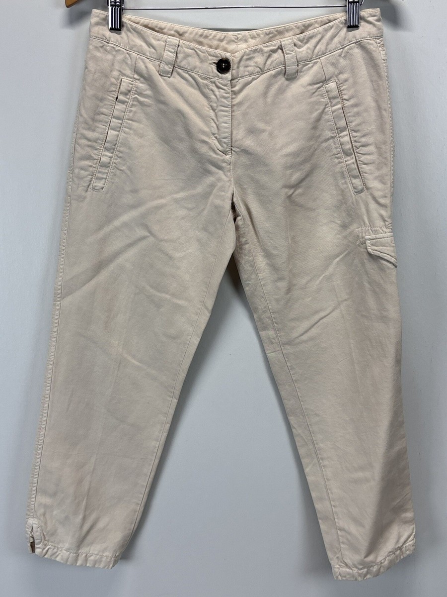 Prada Linen Blend Crop Capri Pants Sz 42 US 8 Beige Side
