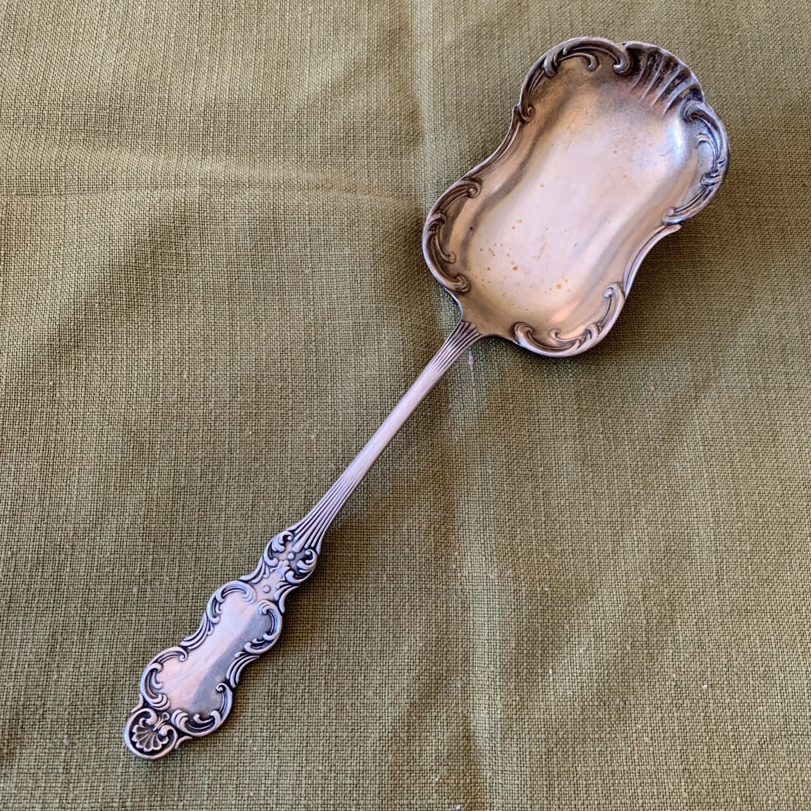 Antique Rogers & Bro A1 Silver Plated Serving Spoon Casserole Gold tone bowl